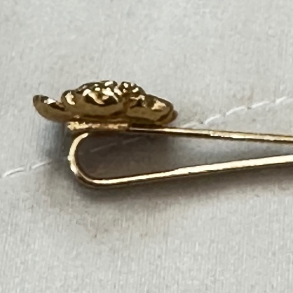 Gold Tone Hair Pin w/Flower & Clear Crystals. Vintage. - Picture 8 of 11